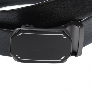 Curea din piele pentru barbati, catarama metalica fara ac, latime 3.5 cm, lungime reglabila, negru - LS233NNS - Img 2
