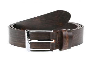 Curea eleganta barbati din piele naturala, Maro cu model - 000013971MM