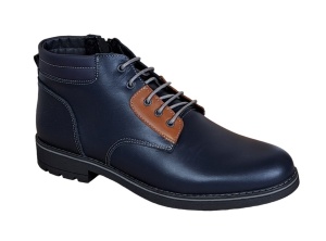 Ghete barbati casual, din piele naturala, cu siret, imblanite, bleumarin, GKR Imperium - GKR65BL
