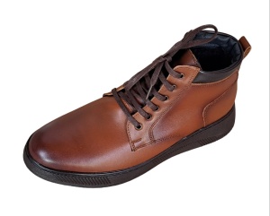 Ghete barbati Casual, din piele naturala imblanite, cu fermoar, Maro PH350MBOX - Img 4