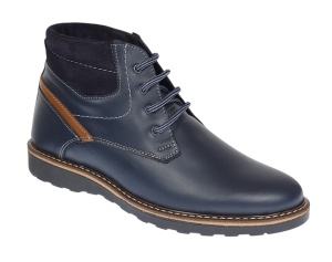 Ghete barbati casual din piele naturala imblanite model iarna Bleu GSCORSABLU - Img 4