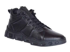 Ghete barbati casual din piele naturala (imblanite) Negru VIK851N - Img 4
