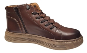 Ghete barbati casual din piele naturala maro cu fermoar imblanite GS2021GM - Img 3
