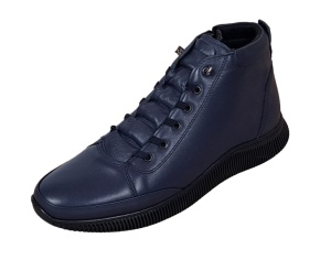Ghete barbati din piele naturala cu fermoar, bleumarin model imblanit casual sport - Img 9