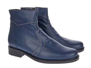 Ghete barbati din piele naturala, imblanite, elegante, cu fermoar, Bleumarin - GB99BLA1 - Img 5