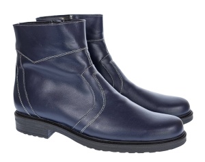 Ghete barbati din piele naturala, imblanite, elegante, cu fermoar, Bleumarin - GB99BLA2 - Img 2