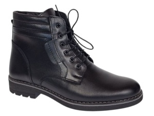 Ghete casual barbati din piele naturala imblanite Tomy Negru GKR26N - Img 4