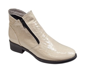 Ghete dama casual din piele naturala Nataly Croco Bej - Img 4
