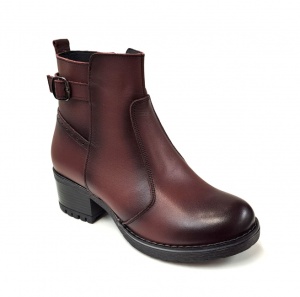 Ghete dama din piele naturala cu fermoar imblanite bordo Maia - GD680VIS