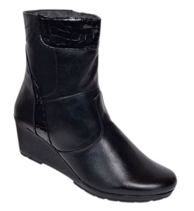 Ghete dama din piele naturala cu fermoar imblanite Negre MVS31N - Img 5