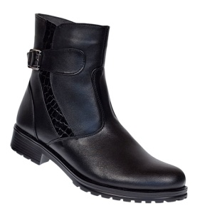 Ghete dama din piele naturala cu fermoar, imblanite, Negru, Sara, MV51NCR - Img 2