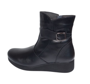 Ghete dama din piele naturala cu fermoar imblanite Orto Negru MVS50ORT - Img 2