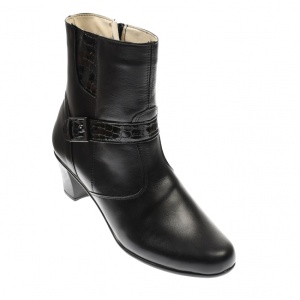 Ghete dama din piele naturala, cu fermoar, negre, IMBLANITE - 35CT - Img 5