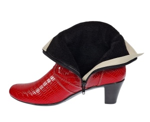 Ghete dama elegante din piele naturala cu fermoar, ghete rosii lacuite MVS65RED - Img 8