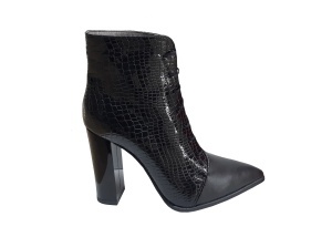 Ghete dama elegante negre din piele naturala croco si box - NA0123 - Img 3