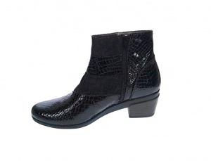 Ghetute dama din piele naturala Croco, cu fermoar, Toc de 5 cm, NEGRU - MVS63CRA - Img 8