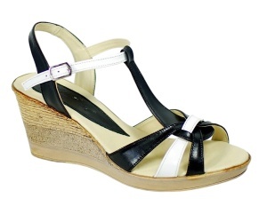 Marimea 39 Sandale dama din piele naturala - Model Negru cu alb LS51NA