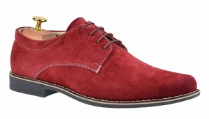 Marimea 44 Pantofi barbati casual din piele naturala intoarsa, visiniu - LPA2VIS