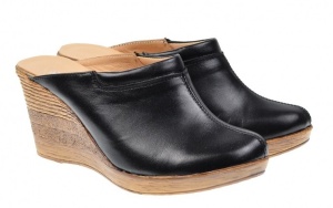 Oferta marimea 35, 38 Saboti dama negri din piele naturala cu platforme de 7 cm - LTEA19N - Img 6