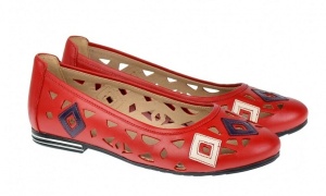 OFERTA marimea 36 - Balerini dama casual din piele naturala Rosu - SCV403R
