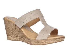 OFERTA! marimea 37, 38 - Papuci dama din piele naturala cu platforme de 7cm Bej LPAP300BEJ - Img 3