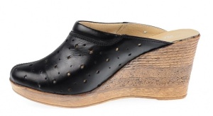 Oferta marimea 37, 39 - Saboti de vara, negri din piele naturala box, cu perforatii - LTEAN - Img 3