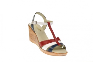 OFERTA marimea 37, 40 - Sandale dama din piele naturala, bleumarin, alb, rosu - LNA134RAI