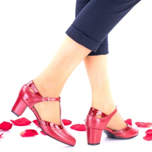 Oferta marimea 37 Pantofi dama rosii, eleganti din piele naturala toc 5cm LNAA50RLP - Img 2