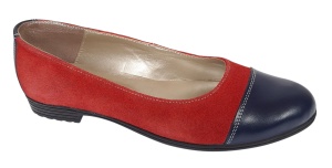 Oferta marimea 38 Balerini dama casual din piele naturala Rosu - Bleumarin LRUTBLR