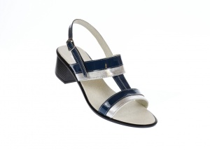 OFERTA MARIMEA 40 - Sandale dama din piele naturala, lac, culori ALBASTRU/ARGINTIU, toc de 5cm - LS7BLAG - Img 2