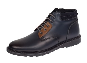Oferta Marimea 41 Ghete piele naturala barbati imblanite cu siret si fermoar Corsa Blue LGKR3XBL - Img 3