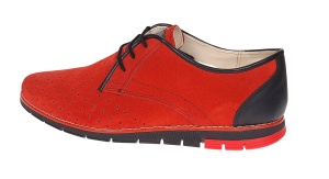 Oferta marimea 41 Pantofi barbati casual din piele naturala intoarsa cu perforatii Rosu 1010RVEL - Img 7