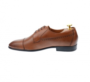 OFERTA MARIMEA 41 -Pantofi barbati office, eleganti, cu siret, din piele naturala, maro coniac, L709CON - Img 3