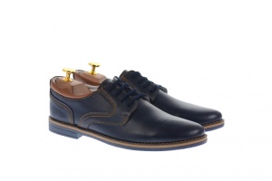 Oferta marimea 42pantofi barbati casual din piele naturala, culoare bleumarin cu maro - LPBDANYBLM - Img 4