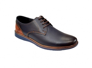 Pantofi barbati casual din piele naturala bleumarin cu maro, CIUCALETI SHOES