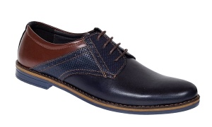 Pantofi barbati casual din piele naturala, bleumarin, maro 414SBLM