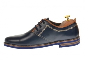 Pantofi barbati casual din piele naturala bleumarin si maro - 501MBLM - Img 4