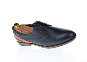 Pantofi barbati casual din piele naturala, bleumarin si maro - SIR140MBL