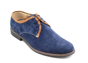 Pantofi barbati casual, din piele naturala, culoare bleumarin P34BLUE - Img 4