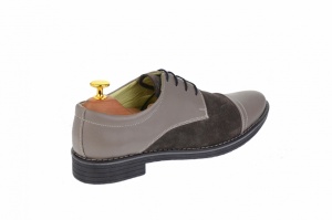 Pantofi barbati casual din piele naturala, culoare gri, PAGG - Img 3