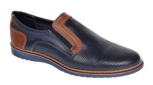 Pantofi barbati casual din piele naturala - Model bleumarin cu maro - GKR332EBL - Img 5