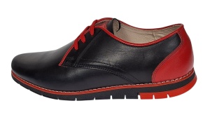 Pantofi barbati casual din piele naturala Negru si Rosu Marimea 40 - Img 3