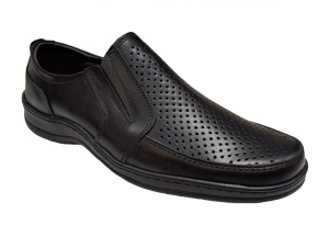 Pantofi barbati casual din piele naturala, perforati, cu elastic, calapod lat - GKR23N - Img 2