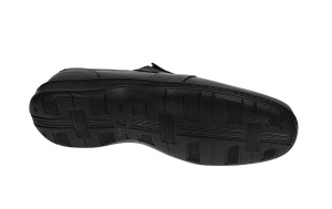 Pantofi barbati casual din piele naturala, perforati, cu elastic, calapod lat, Negru - GKR91N - Img 6