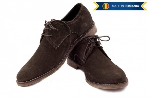 Pantofi barbati casual - eleganti din piele naturala intoarsa maro - PAMVEL - Img 3