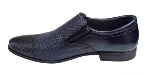 Pantofi barbati eleganti, din piele naturala, Bleumarin, cu elastic 891BLM - Img 3