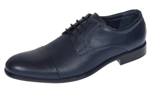 Pantofi barbati eleganti din piele naturala bleumarin inchis - 8305BLUE - Img 6