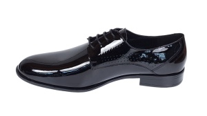 Pantofi barbati eleganti din piele naturala calapod lat Negru Lacuit GKR016NL - Img 3