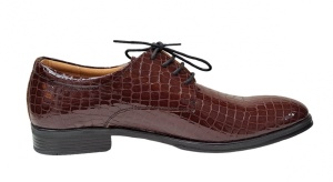 Pantofi barbati eleganti din piele naturala Croco Maro LAC - Img 5