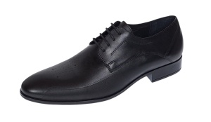 Pantofi barbati eleganti din piele naturala cu siret SIR015 Negru - Img 11